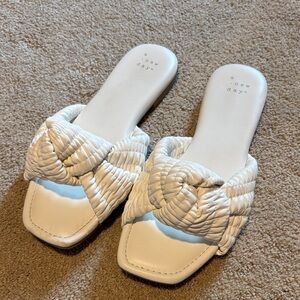 A New Day Women's Cream Braided Slide Sandals